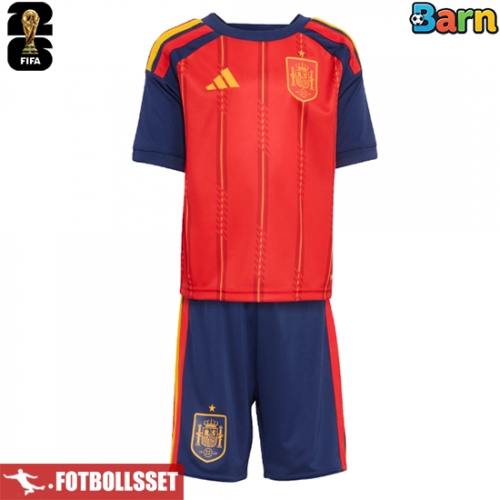 Spanien Hemmatröja Barn VM 2026 Kortärmad (+ Korta byxor)