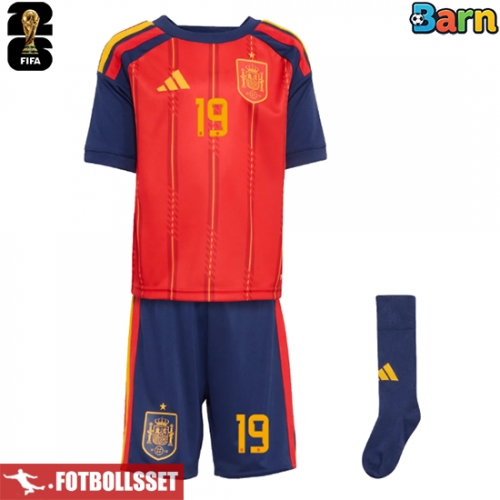 Spanien Lamine Yamal #19 Hemmatröja Barn VM 2026 Kortärmad (+ Korta byxor)