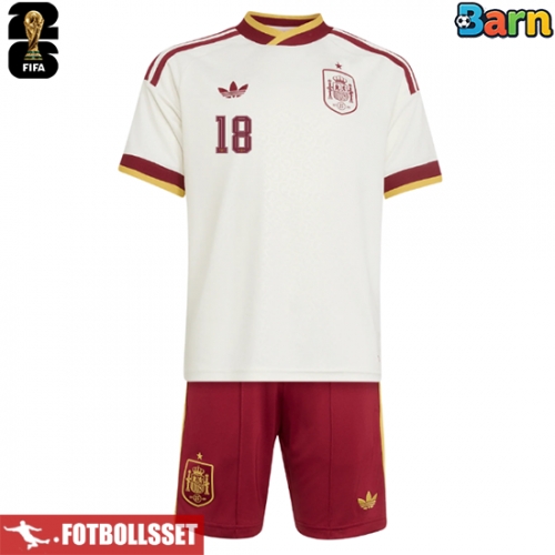 Spanien Martin Zubimendi #18 Bortatröja Barn VM 2026 Kortärmad (+ Korta byxor)