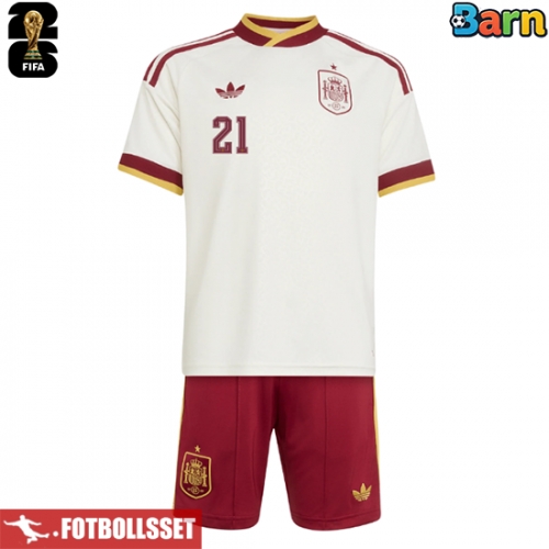Spanien Mikel Oyarzabal #21 Bortatröja Barn VM 2026 Kortärmad (+ Korta byxor)