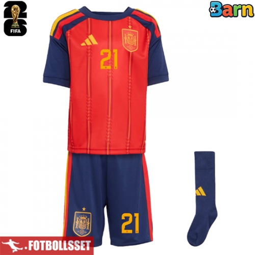 Spanien Mikel Oyarzabal #21 Hemmatröja Barn VM 2026 Kortärmad (+ Korta byxor)
