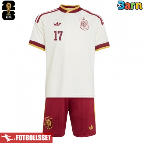 Spanien Nico Williams #17 Bortatröja Barn VM 2026 Kortärmad (+ Korta byxor)