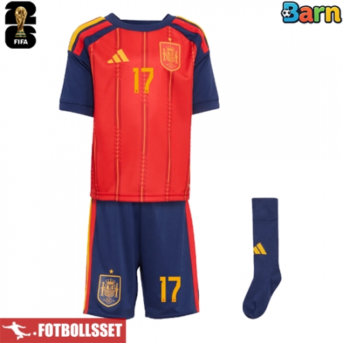 Spanien Nico Williams #17 Hemmatröja Barn VM 2026 Kortärmad (+ Korta byxor)