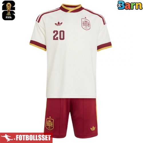 Spanien Pedri Gonzalez #20 Bortatröja Barn VM 2026 Kortärmad (+ Korta byxor)