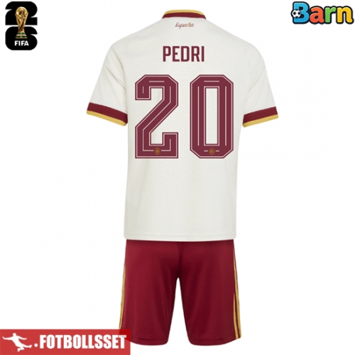 Spanien Pedri Gonzalez #20 Bortatröja Barn VM 2026 Kortärmad (+ Korta byxor)