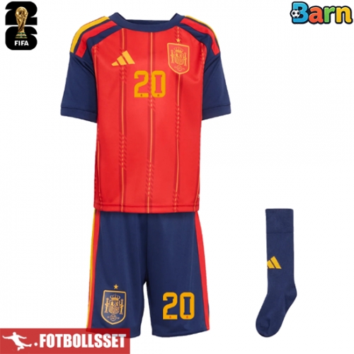 Spanien Pedri Gonzalez #20 Hemmatröja Barn VM 2026 Kortärmad (+ Korta byxor)