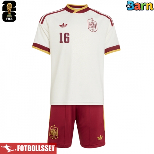 Spanien Rodri Hernandez #16 Bortatröja Barn VM 2026 Kortärmad (+ Korta byxor)